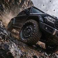 Jante tout-terrain robuste de 17 pouces en alliage d'aluminium pour véhicule 4x4, modèle 250 noir à 6 trous