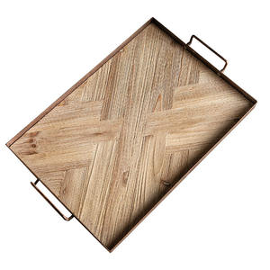 Bandeja Decorativa de Madera Rectangular con Asa, para Fotografía de Still Life Navideño, Bandeja para Servir en la Chimenea - Product Image 5