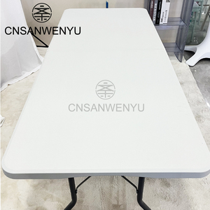 Wholesale <strong>Portable</strong> Outdoor Plastic Catering <strong>Table</strong> 180cm Rectangle White Cheap Dinner Folding <strong>Table</strong> for Wedding Event - Product Image 3