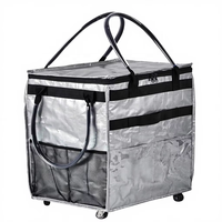Sac de courses réutilisable en PLA avec roulettes, grande capacité, chariot de courses pliable, sac à roulettes, poignée robuste (argent moyen)