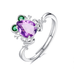 Personalized Water drop Colorful Gemstone <b>Frog</b> Adjustable <b>Rings</b> Simple 925 Sterling Silver 6*8mm Pear Cut Natural Stone Jewelry - Product Image 1
