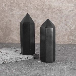 Columna Hexagonal Geométrica Tallada a Mano, Shungita Natural Sólida y Duradera, Mineral Místico Espiritual, Decoración para el Hogar y Escritorio - Product Image 4