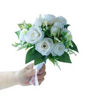 Braut-Rosenstrauß Handgehaltene Blumen Brautstrauß Simulierte Weiße Hochzeitsdekoration Blumen Brautjungfern-Blumen Kinder-Handstrauß