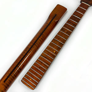 Mástiles de Guitarra Eléctrica ST de 22 Trastes y 9.5 Pulgadas de Radio, Mástil de Guitarra de Arce con Llama de Tigre Marrón Oscuro, Acabado Brillante en Venta - Product Image 5