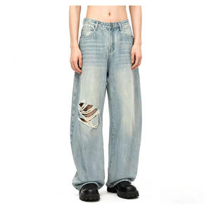 Özelleştirilmiş moda kadın geniş bacak pantolon yaz yeni tasarım Denim Harem pantolon - Product Image 5