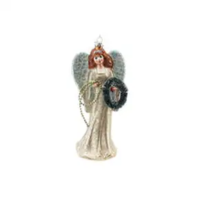 小号圣诞天使与翅膀吊坠魔法闪光玻璃圣诞雕像装饰品圣诞玻璃装饰品