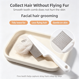 Peigne <span class=keywords><strong>anti</strong></span>-puces à dents fines pour animaux de compagnie, en acier inoxydable, auto-nettoyant, <span class=keywords><strong>anti</strong></span>-rayures, pour le démêlage et le toilettage des chats et des chiens, outil de retrait sûr - Product Image 2