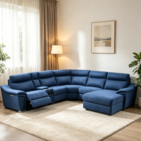 Ensemble de canapés sectionnels modernes en tissu en forme de L pour salon, avec console, haut-parleur Bluetooth et chaise inclinable