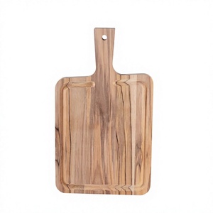 Planche à découper carrée en bois d'acacia naturel, artisanale et de qualité supérieure, avec poignée - Product Image 2