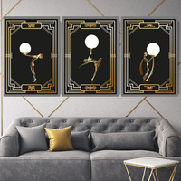HAOWAI OEMODM 3 pièces d'impressions murales, ensemble de 3 impressions décoratives pour femmes, effet doré vintage, impressions glamour des années 1920