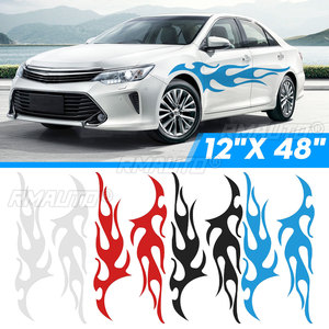 2x Grandes autocollants graphiques flamboyants pour carrosserie de voiture, à faire soi-même, pour les deux côtés des portières de voiture, bateau, camion, 12"x 48" 122cm - Product Image 1