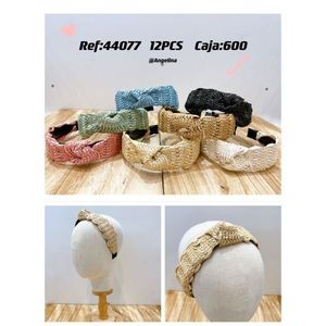 Serre-tête en herbe synthétique nouée avec dentelle, accessoire de mode décontracté fait main pour femme - Product Image 1