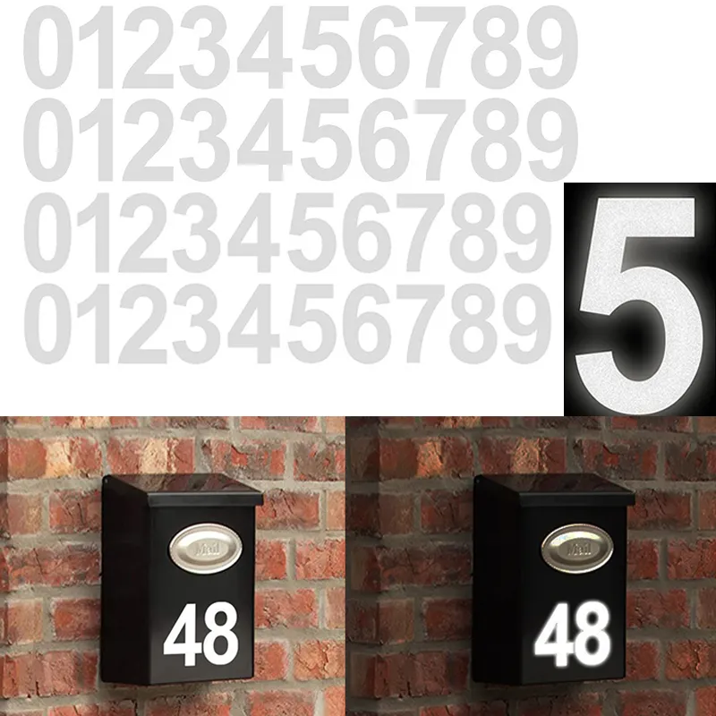 2/3/4 Inch 0-9 Cijfers Stickers Vinyl Reflecterende Decoratieve Stickers Voor Brievenbus Huisdeur Adres Auto Auto 'S