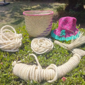 Bolso de Rafia con Diseño Floral, Bolsillo Interior, Cierre de Tela, Hecho a Mano, Estilo Urbano Simple para Uso Diario - Product Image 1