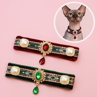 Colliers pour animaux de compagnie : petits chiens et chats, style ethnique, diamants d'eau, perles et pierres précieuses, décorations rétro pour chats, mariage