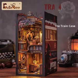 Serre-livres en bois fait main, modèle <span class=keywords><strong>de</strong></span> scène <span class=keywords><strong>de</strong></span> maison miniature DIY, blocs <span class=keywords><strong>de</strong></span> construction à assembler, jouet puzzle en boîte - Product Image 2