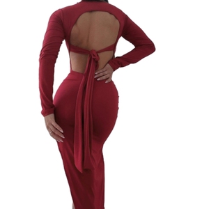 ชุดเดรสรัดรูปแฟชั่นสำหรับผู้หญิงชุดเดรสสายเดี่ยวแขนยาวโชว์หลังเซ็กซี่ - Product Image 4