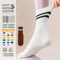 Chaussettes antidérapantes pour femme avec logo personnalisé sur le bord/corps, en coton tricoté, pour yoga et pilates, saison automne, OEM