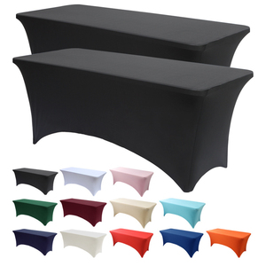 Housse <span class=keywords><strong>de</strong></span> table ajustée extensible 100 % polyester imperméable, imprimée sur mesure avec logo, texte et photo personnalisés pour la publicité en salon professionnel - Product Image 4