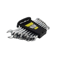 Clé à douille combinée en acier de haute qualité durable, finition chromée, 10 mm à 19 mm, jeu de 9 pièces, extrémité ouverte et clé à cliquet