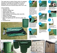 Tangki Air Terpal PVC Fleksibel 750L, Tong Penampung Air Hujan Lipat, Pengumpul Air Hujan, Sistem Pengumpulan Air Hujan