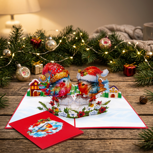 Gnomes de Noël en papier lavable faits à la main, personnalisables (couleur et taille), best-seller, tendance, cadeau Hanoï, carte pop-up animale - Product Image 3