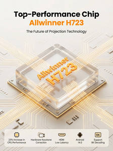 Projecteur DLP portable 750 lumens 1080P Android 10 avec batterie intégrée pour utilisation en home cinéma, design orange et blanc - Product Image 5