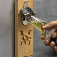 JUNJI Bois Ménage Personnalisé Montage Mural Décapsuleur Personnalisé Bois Gravé Monogramme Logo Nom Bière