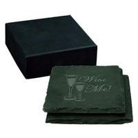 Dessous de verre vierges de 4 pouces imprimés de logo personnalisé napperons de table tapis de table noir ensemble de sous-verres en ardoise en pierre naturelle