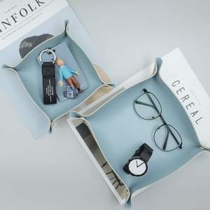 Plateau de rangement pliable en cuir PU pour pièces de monnaie, bonbons, bijoux, pour la maison, l'hôtel et les voyages - Product Image 4