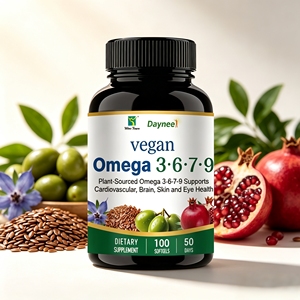 Gélules végétaliennes d'Oméga 3-6-7-9 OEM ODM à base de plantes, complément alimentaire végétalien pour soutenir la santé cardiaque, cérébrale, cutanée et oculaire - Product Image 1