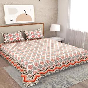 100% Cotton Printed <b>King</b> <b>Size</b> <b>Bed</b> Set with 2 Matching Pillow Covers Featuring Plant Pattern - Product Image 3