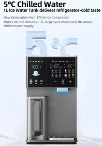 Système de distribution d'eau de bureau 4-en-1 en plastique avec filtration, machine à glaçons, eau chaude/froide instantanée, purificateur tout-en-un pour comptoir, hôtel et extérieur - Product Image 3