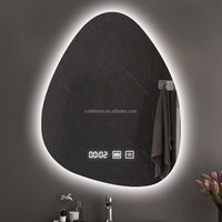 Miroir LED de salle de bain intelligent, moderne, personnalisé, anti-buée, sans cadre, mural, avec interrupteur tactile, en verre écologique, pour hôtel