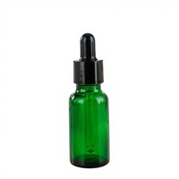 Flacon rond en verre vert pour huile essentielle et crème pour les yeux, flacon cosmétique anti-lumière pour sérum et parfum avec compte-gouttes