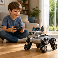 TQ15 Robot Anjing Stunt 8 Roda, Mobil Hewan RC, Mainan Remote Control untuk Bermain di Dalam dan Luar Ruangan