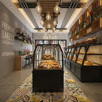 Vitrine de boulangerie en gros, présentoir à pain en fer noir sur mesure, vitrine à gâteaux en verre trempé, service de conception pour café et magasin