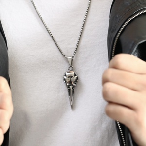 Collar con Colgante de Calavera de Cuervo en Acero Inoxidable, Joyería Gótica, Estilo Hip Hop, Cadena de Moda Única, Accesorio de Diseño Personalizado para Hombre - Product Image 2