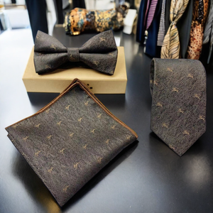 <span class=keywords><strong>3</strong></span>-Piece mikrofiber Polyester hayvan desenleri kravat hediye seti içerir tavuk köpek at cep kare papyon - Product Image 2