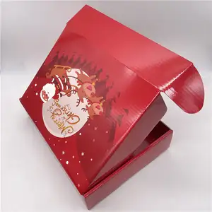 Custom Fashion Christmas Double Sided Printing Corrugated Paper Packaging Box With Glossy Films