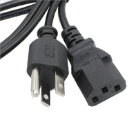 Câble d'alimentation en aluminium NEMA 5 15P vers IEC C13 de 1,5 m, prise américaine standard à 3 broches, câble CA pour moto et ordinateur/moniteur PC