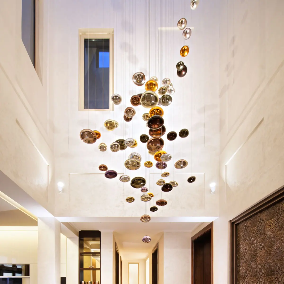 Luxury Customized Duplex Building Villa Staircase Handmade Glass Chandelier Pendant Light