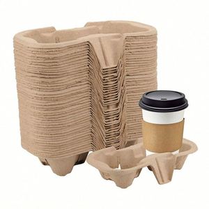 Plateau porte-gobelets jetables en pulpe biodégradable personnalisé pour boissons chaudes et froides, idéal pour les cafés et les commerces de boissons - Product Image 2