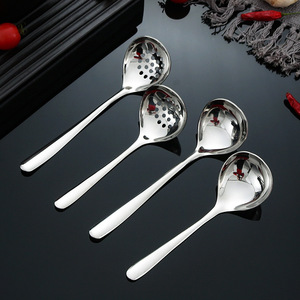 ชุดทัพพีตักซุปสแตนเลส 304 หนาพิเศษ สีพื้นเรียบง่าย สำหรับใช้ในครัว ร้านอาหาร หม้อไฟ - Product Image 1