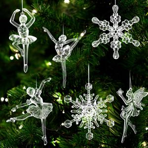 Pendentif d'ornements suspendus en acrylique en plastique transparent Ballet Girl pour la décoration d'arbre de Noël - Product Image 1