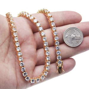 Collana Tennis <span class=keywords><strong>Madonna</strong></span> in Argento 925 Placcato Oro Bianco con Moissanite, Gioiello di Alta Qualità - Product Image 6