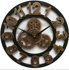 Roman Numerals Retro Rustic Vintage Big Wooden 23 Inch Antique Bronze Gear Wall <b>Clock</b> - Product Image 5