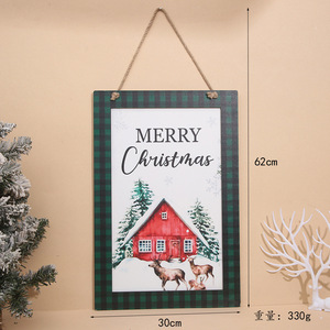 Letrero Colgante de Madera para Puerta de Navidad, Adorno de Papá Noel y Muñeco de Nieve, Decoración Colgante Navideña y Regalo de Navidad - Product Image 3