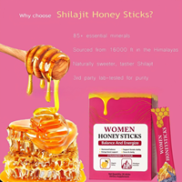 Bâtonnets de miel pour femmes, saveur fraise, miel de l'Himalaya, équilibre hormonal, vitalité féminine, boost d'énergie, 30 bâtonnets, marque privée