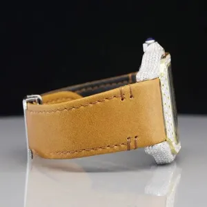 นาฬิกาข้อมือแฟชั่นโบราณแบบกำหนดเอง สายแบบมีประกายเพชร หน้าปัดโรมัน สำหรับผู้ชาย สีทองคำขาว ประดับเพชร VVS มอยส์ซาไนต์ สไตล์ฮิปฮอป รุ่น NA ไซส์ L - Product Image 3